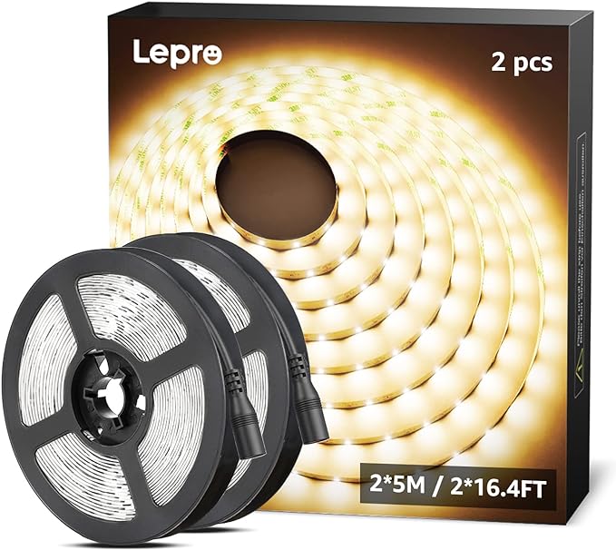 Lepro 12v Led Strip Light, Warm White (pack Of 2)